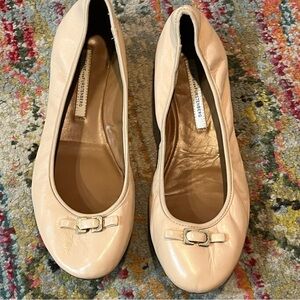 Diane Von Furstenberg Pale Pink Leather Bion Ballet Shoes Size 9.5M